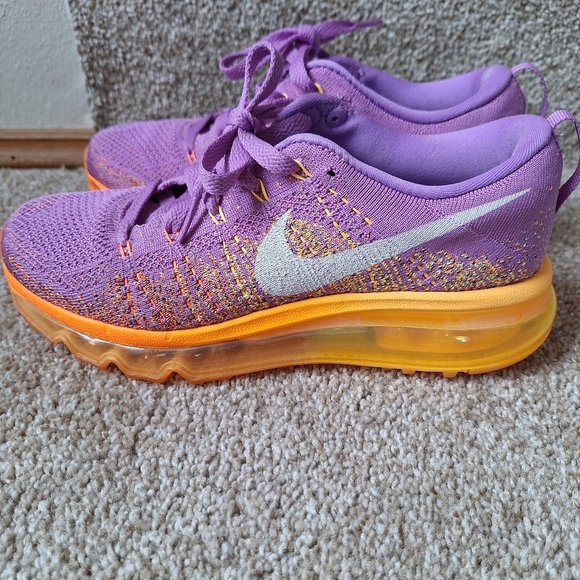 Nike Flyknit Max Atomic Purple Orange Mango Lace Up Sneakers Womens size 6 - Picture 2 of 10